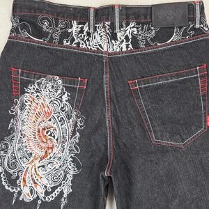 VTG Brooklyn Xpress Baggy Denim Shorts Men 36 Phoenix Embroidered Y2K Streetwear